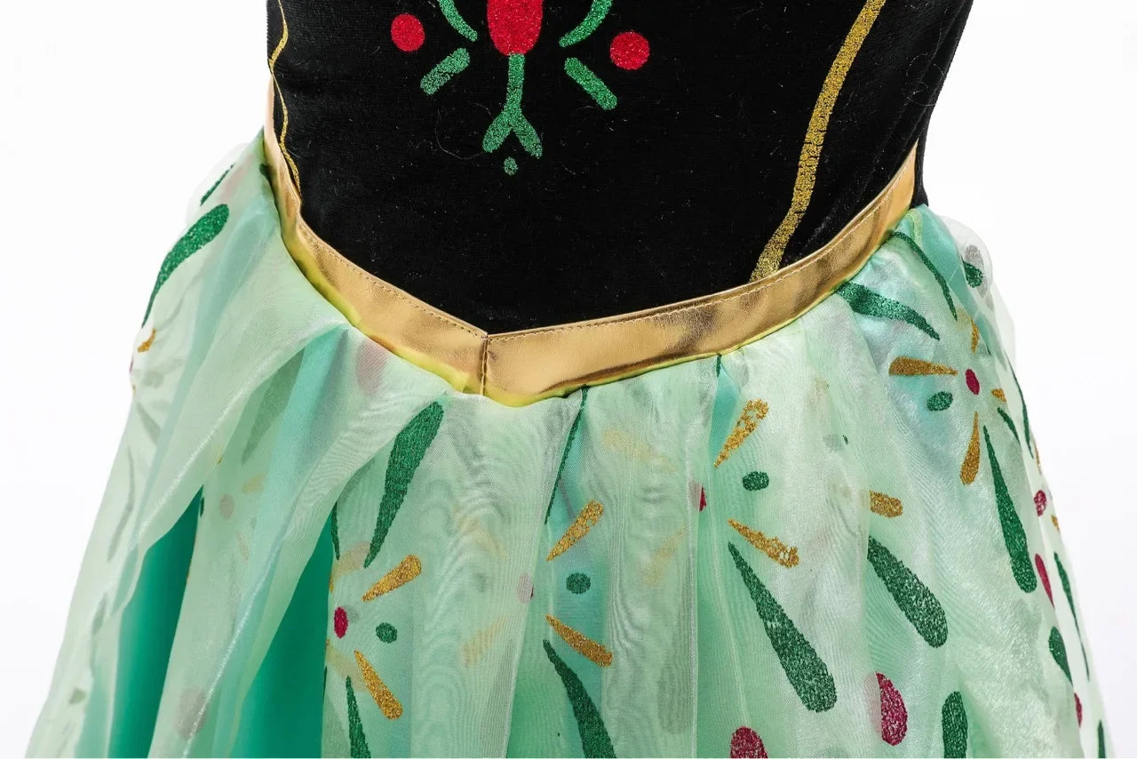 Frozen Snow Queen Elsa Anna Girls Cosplay Mesh Princess Dress Kids Halloween Carnival Party Birthday Frock Ball Vestidos