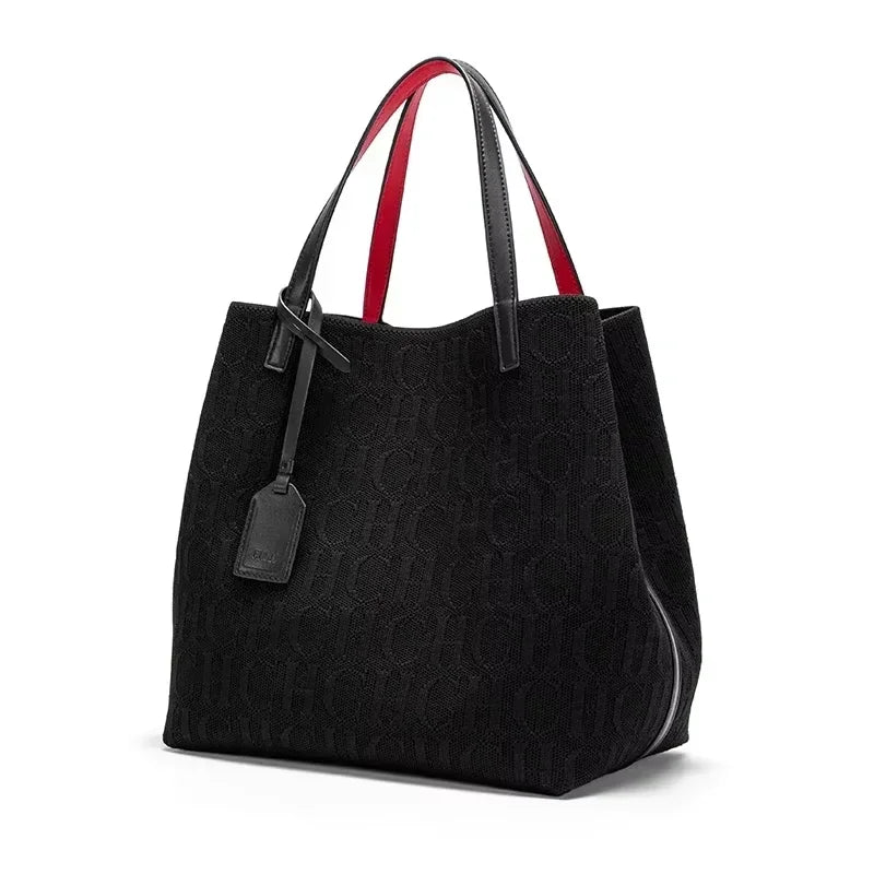 Women's Handbag Large Capacity Women's Simple Daily Commute Versatile Solid Color Letter Printed Design Shoulder Bag