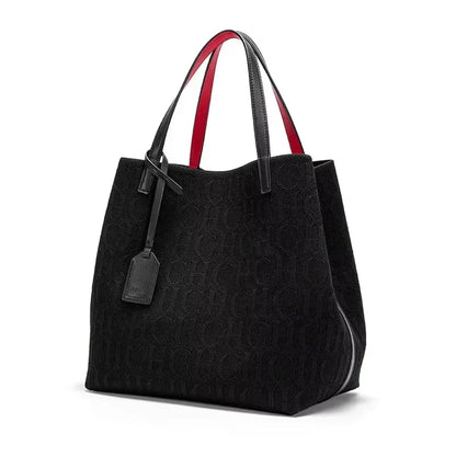 Women's Handbag Large Capacity Women's Simple Daily Commute Versatile Solid Color Letter Printed Design Shoulder Bag