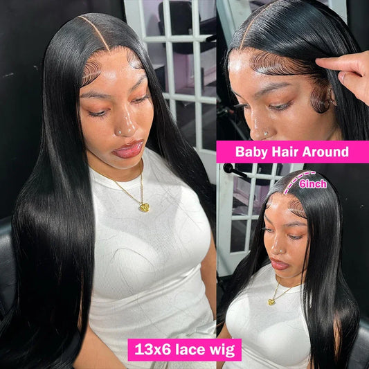 200 Density Bone Straight Hd Transparent 13x6 PrePlucked Lace Frontal Wig 13x4 360 Hd Lace Front Human Hair Wigs For Black Women