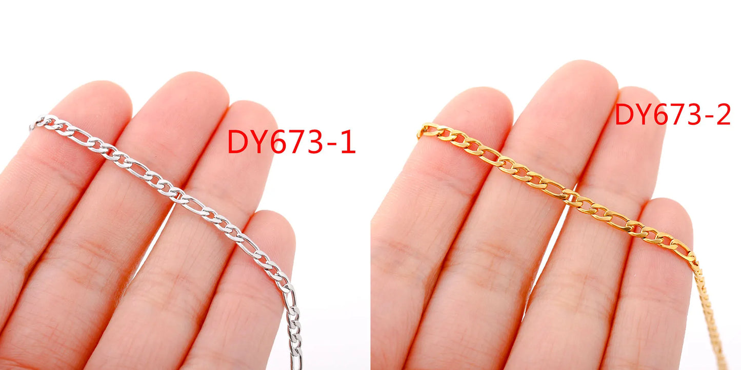 5pc 18K Gold Color PVD Plated Stainless Steel Cuba Cross O Ripple Twisted Chain Necklace Adjustable Chain DIY Necklace Wholesale