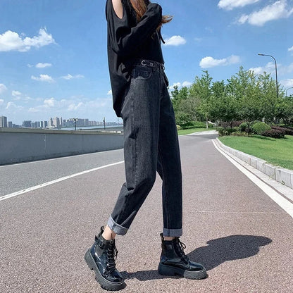 Wide-Leg Nine-Point Straight-Leg Carrot Harem Pants