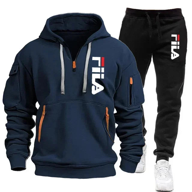 Two sets of 2025 new fashionable men's sportswear, a zippered hooded sweatshirt and sweatpants, for casual fitness and jogging