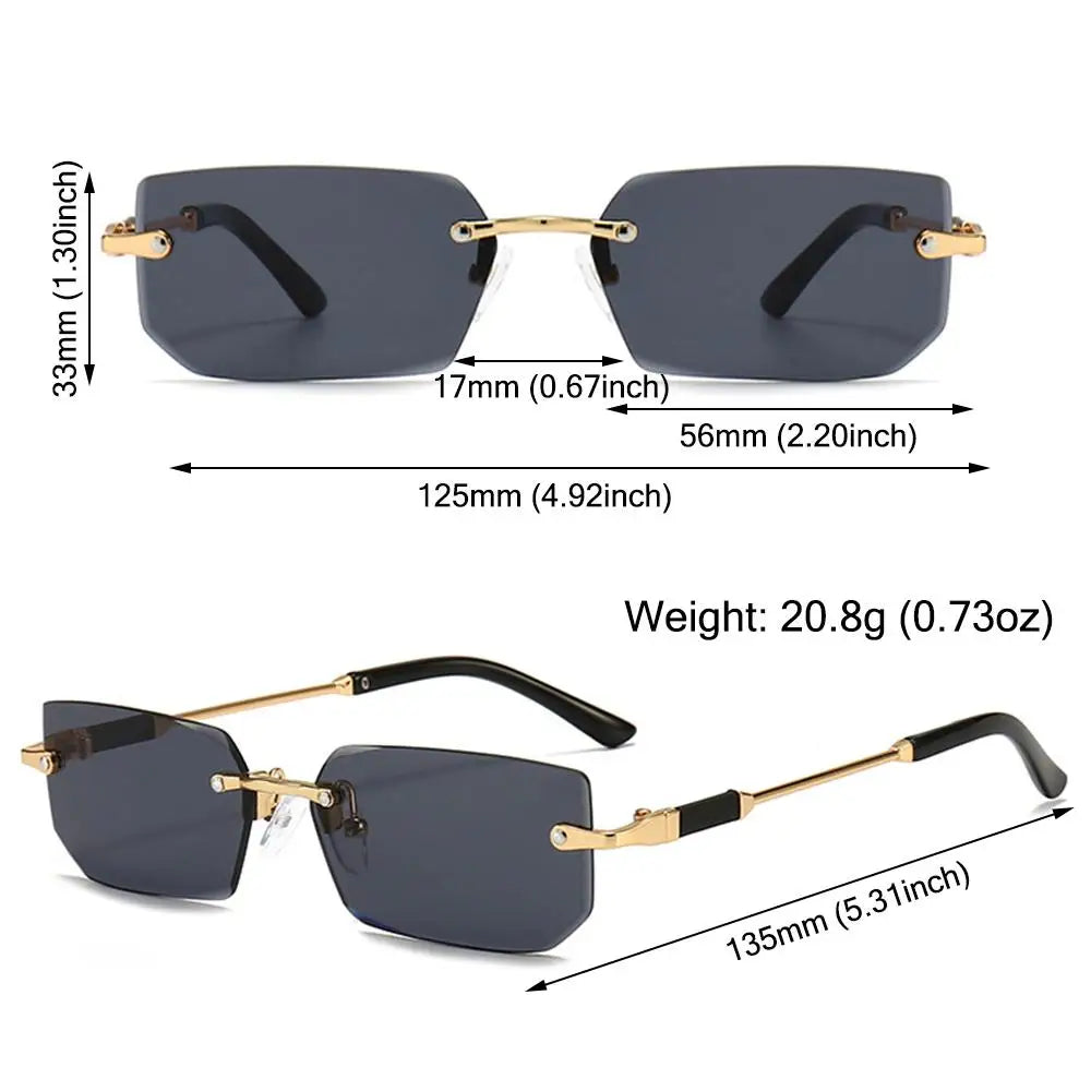 Rimless Rectangle Sunglasses Fashion Y2K Frameless Sun Glasses Shades for Women & Men