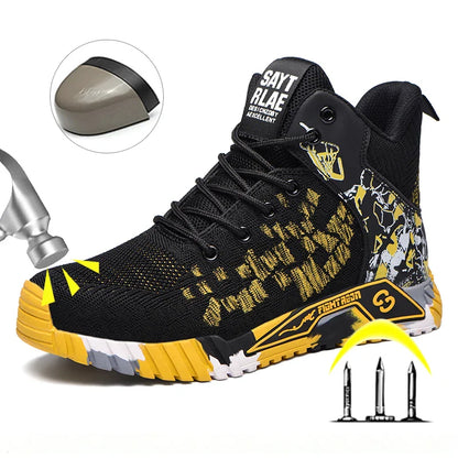 Indestructible Steel Toe Safety Shoes Anti-Puncture Men's Work Shoes Lightweight Slip Resistant Abrasion Resistant Work Boots