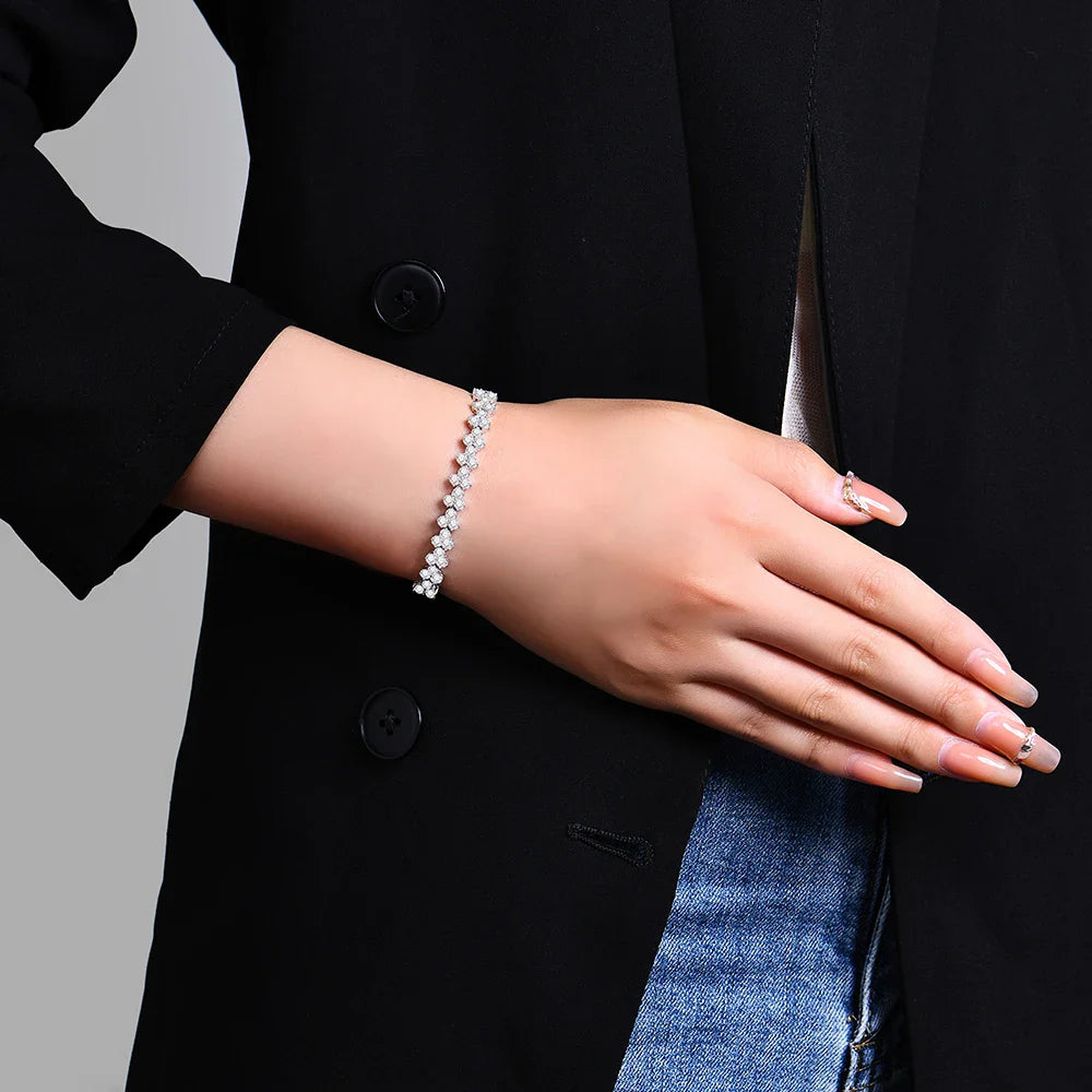 Luxurly Brilliant Cut 3.0mm Moissanite Diamond Bracelet for Women Men Real 925 Sterling Silver Anniversary Wedding Gift