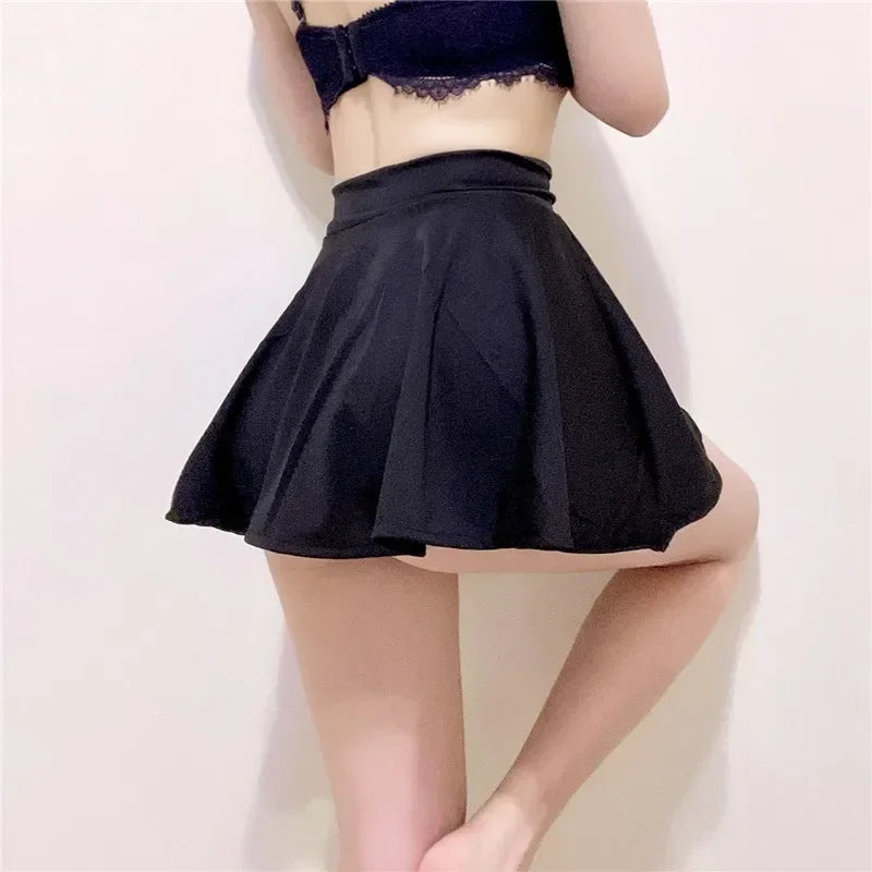 Women A Line Short Pleated High Waist Black Sexy Skirts Girls White Mini Skirt for Woman Sports Office Night Club Wear Clothing