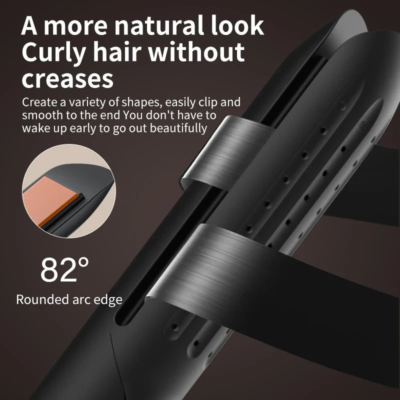Professional 2-in-1 Hair Styler Curling Wand Straightener Negative lon Ceramic Plates Adjustable Temperature Salon Home