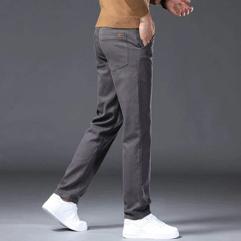 2026 new Cotton Elastic Men's Jeans Spring Fitted Straight Business Casual Trousers Soft Comfortable Fashion Korean Denim Pants