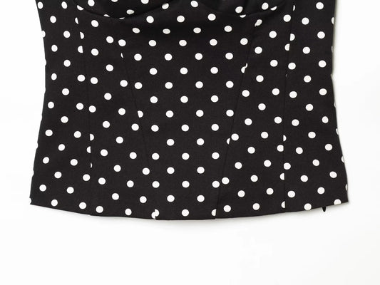 Sexy Y2K Girl Halter Tops Corset Slim Polka Dot Print Short Tops Fashion 2026 Spring Summer Streetwear Holiday Beach Top
