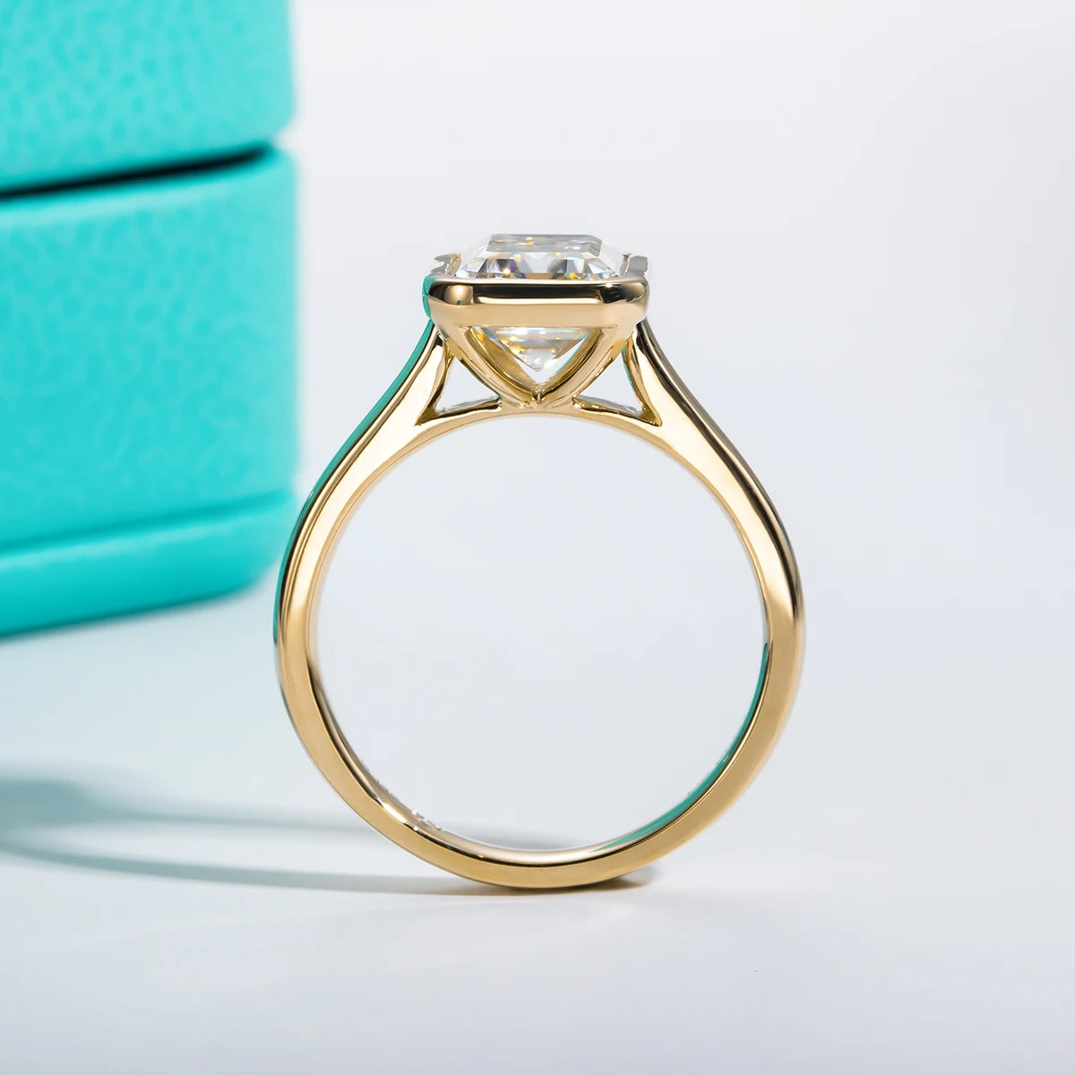 3ct Emerald Cut D Color Moissanite Engagement Ring Yellow Color 925 Sterling Silver Rings For Women Jewelry Wholesale