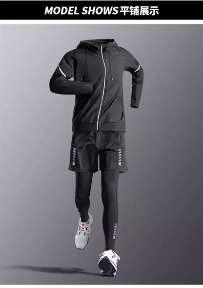 Ensemble de sport de compression pour homme, survêtement de course, fitness, jogging, vêtements d'entraînement, leggings à coupe