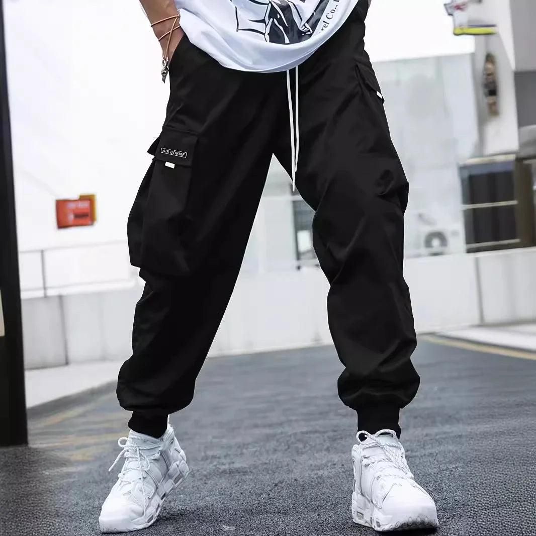 Men's Anti-Wrinkle Cargo Jogger Pants - Water-Resistant Fabric, Functional Pockets & Drawstring, Versatile for Commute & Casual
