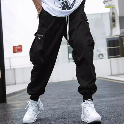 Men's Anti-Wrinkle Cargo Jogger Pants - Water-Resistant Fabric, Functional Pockets & Drawstring, Versatile for Commute & Casual