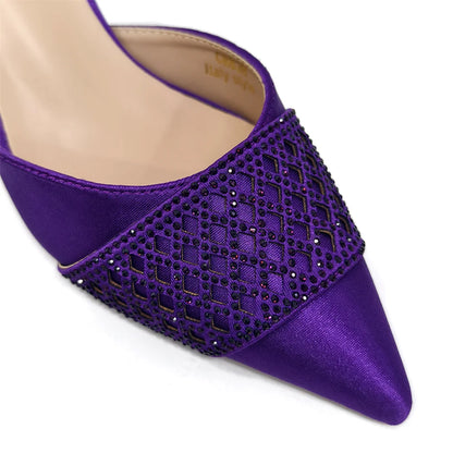 Fashion Brown Color Women's Party Shoes and Bag Set With Elegant Diamond Butterfly Design - Stylish and Chic