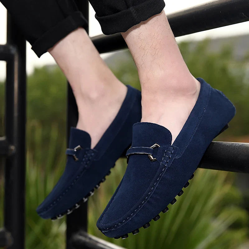 Genuine Leather Men Casual Shoes High Quality Suede Slip on Man Loafers Flats Soft Non Slip Mens Driving Shoes Size 38-46