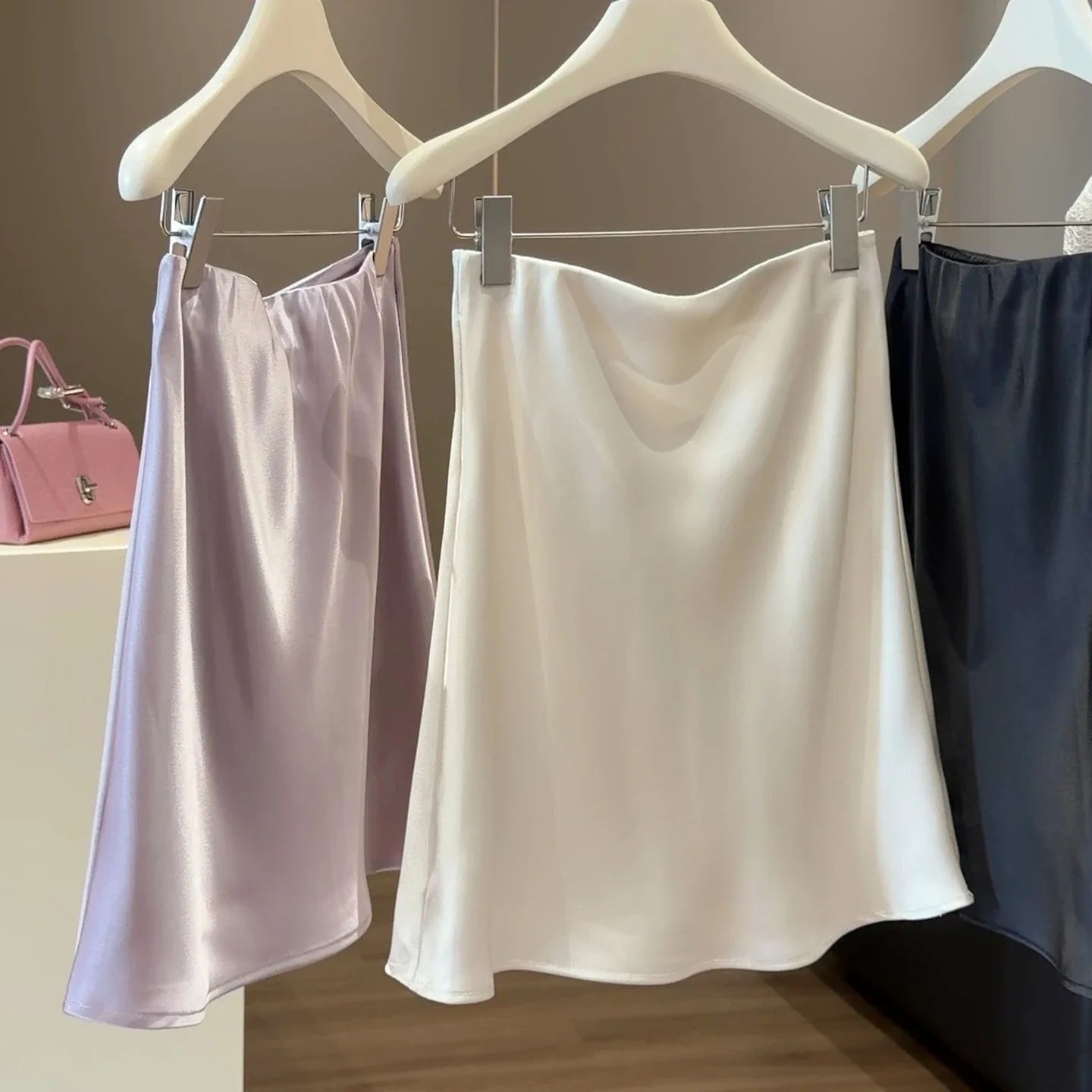 High-waisted Satin Skirts Women Summer 2026 French  Slim Simple A-line Skirt Female Elegant Korean Style Mini Skirt for Women