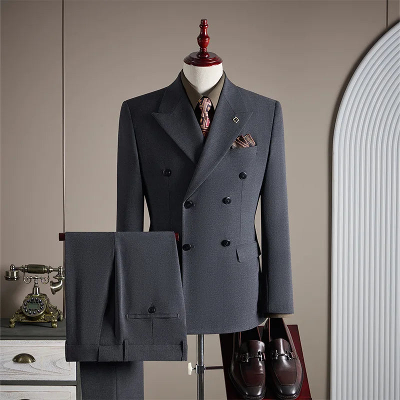 Conjuntos de terno slim fit masculino elegante formal para festas e negócios, traje de noite masculino de alta qualidade, blazer e calça, 2 peças
