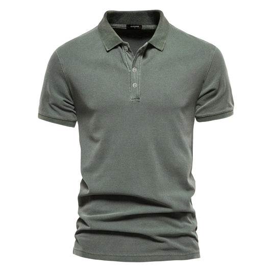 100% Cotton Solid Color Men's Polo Shirts Casual Short Sleeve Turndown Men's Shirts Fashion Streetwear Polos for Men
