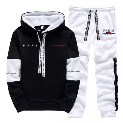 Autumn Winter Mens Tracksuit Print Casual Sweatshirts Sportswear Outdoors Sports Jogging Mens Clothing Single Piece Hoodie Pants