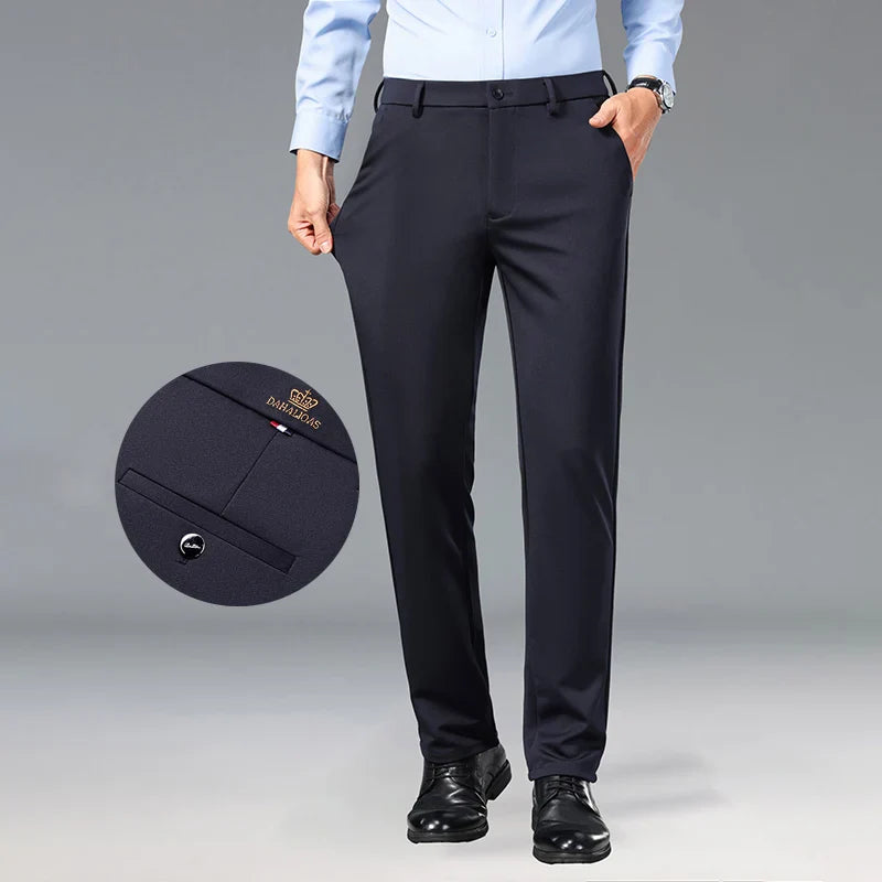 1-Pack Men's Professional Straight-Leg Stretch Formal Pants Non-Iron Comfortable Business Slacks Wrinkle-Resistant Loose Fit