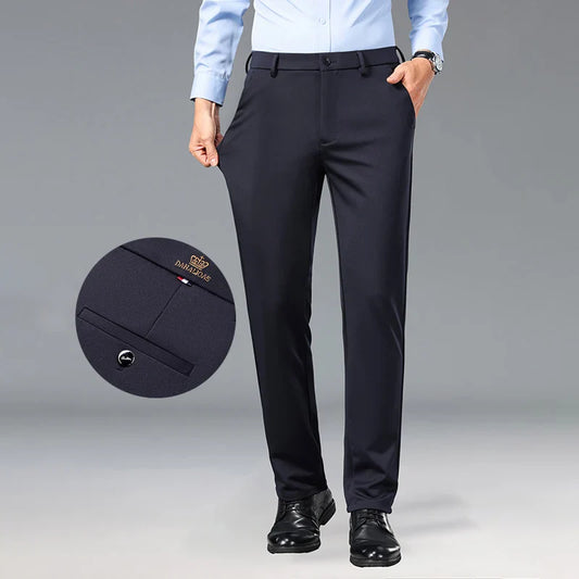 1-Pack Men's Professional Straight-Leg Stretch Formal Pants Non-Iron Comfortable Business Slacks Wrinkle-Resistant Loose Fit