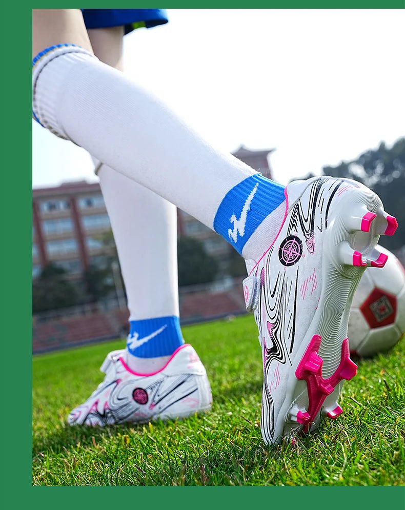 Kids Soccer Cleats Football Shoes Non Slip Breathable Lightweight Training Sneakers Boys Girls Children Football Match Boots