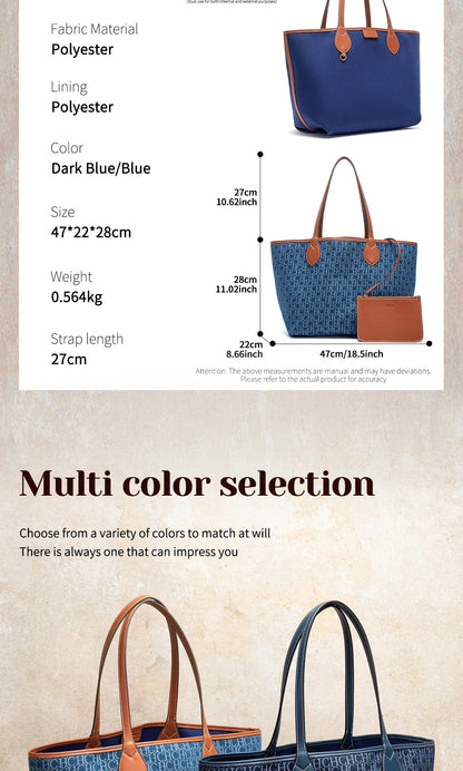 New Large Capacity Tote Bag Geometric Elegance Meets Dual-Tone Utility Versatile Double Sided Color Blocking Handbag