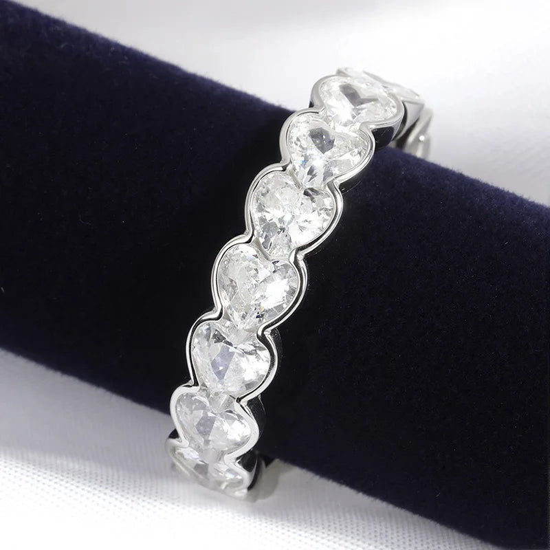 3/4mm Heart Cut D Color Moissanite Rings Full Diamond Luxury Bridal Promise Band for Women Original S925 Silver Jewelry