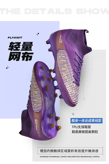 Double Star 2026 New High-Top AG Soccer Boots, Long Studs, for Teenagers, Primary School Students, Adults and Kids, Match & Trai