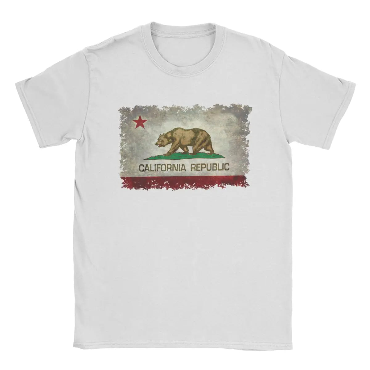 California Republic Bear Flag T-Shirts for Men Creative Cotton Tee Shirt Round Neck Short Sleeve T Shirts 4XL 5XL 6XL Clothing