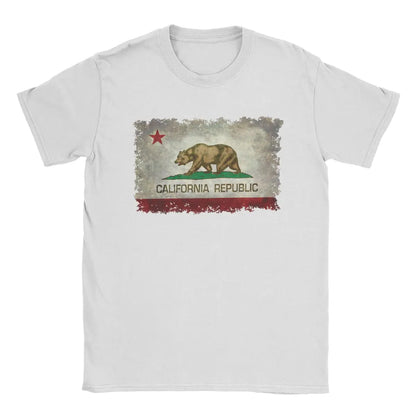 California Republic Bear Flag T-Shirts for Men Creative Cotton Tee Shirt Round Neck Short Sleeve T Shirts 4XL 5XL 6XL Clothing