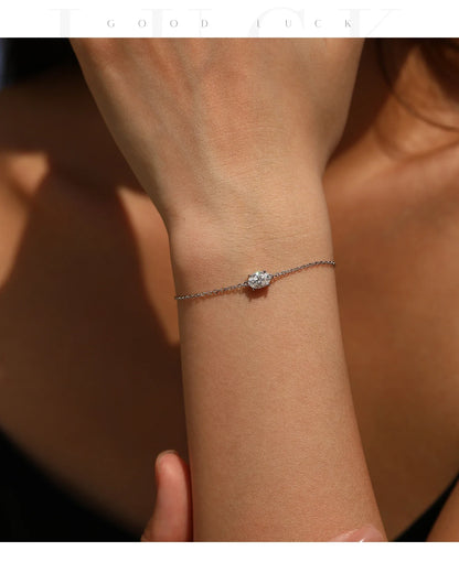 1CT Oval Moissanite Bracelet 925 Sterling Silver Trendy Temperament Link Chain Bracelet For Women Fine Jewelry