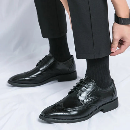 High Quality Height Increase Oxford Dress Shoes Men Genuine Cow Leather Suit Shoes Lift Brogues Wedding Formal Elevator Shoes