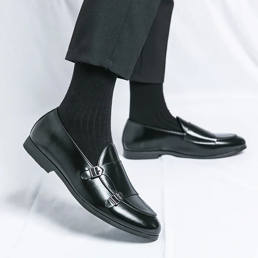 Man Leather Shoes Formal Monk Man Business Office Male Casual Dress Derby Shoes Buckle Wedding Party Luxury Botas Para Hombre