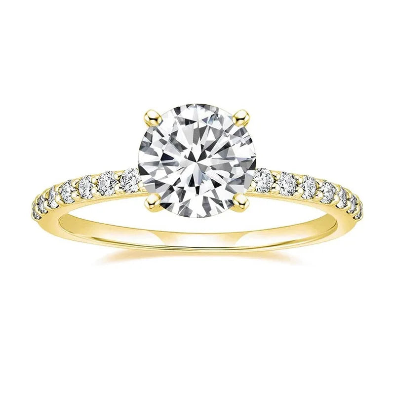 8mm 2ct Moissanite Solitaire Ring 14K Gold Filled Engagement Rings For Women Wedding Party Jewelry Gift