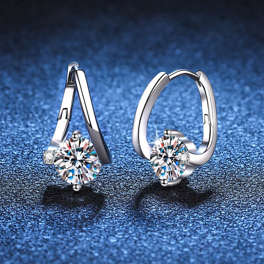 100% Real 2CT D Color Moissanite Hoop Earrings For Women Party S925 Sterling Silver Diamond Earring Fine Jewelry Wholesale