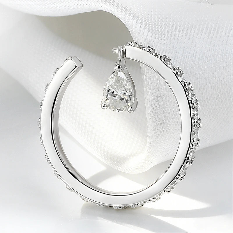 0.5CT Pear Cut All Moissanite Ring for Women Girlfriend Gifts Luxury Jewelry Lab Diamond Wedding Band 925 Sterling Silver
