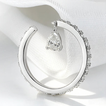 0.5CT Pear Cut All Moissanite Ring for Women Girlfriend Gifts Luxury Jewelry Lab Diamond Wedding Band 925 Sterling Silver