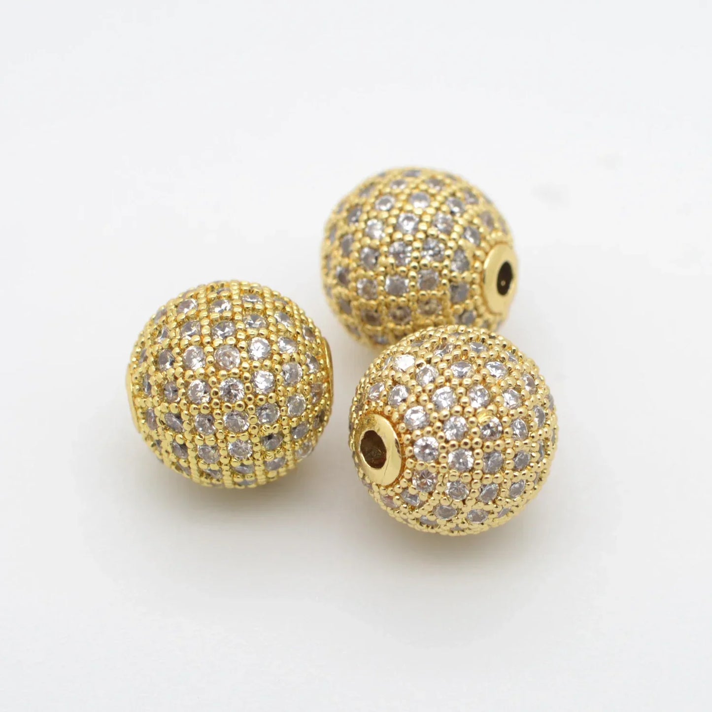 Beads for Jewelry Making Gold Silver Color Accessories Paved Zircon Spacer Bead String Beaded Diy Necklace Bracelet Chain Charms