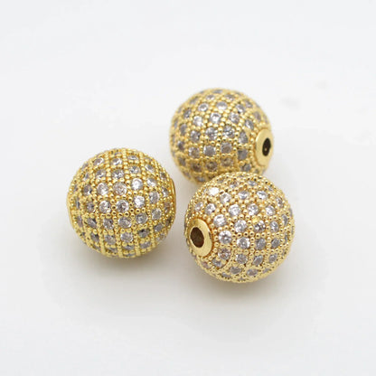 Beads for Jewelry Making Gold Silver Color Accessories Paved Zircon Spacer Bead String Beaded Diy Necklace Bracelet Chain Charms