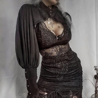 Sleeve Smock High Street Sexy Black Winter Long Sleeve Crop Top Aesthetic Fairy  Blusas Mujer De Moda 2022