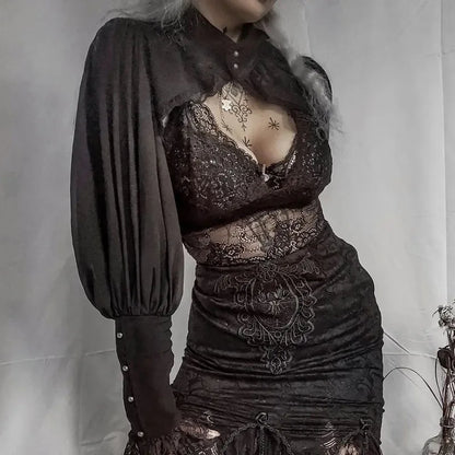 Sleeve Smock High Street Sexy Black Winter Long Sleeve Crop Top Aesthetic Fairy  Blusas Mujer De Moda 2022