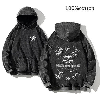 World Tour Hoodies Vintage Washed Men's Sweatshirts Cotton Hip Hop Streetwear Hooded Pullover Loose Y2K Tops