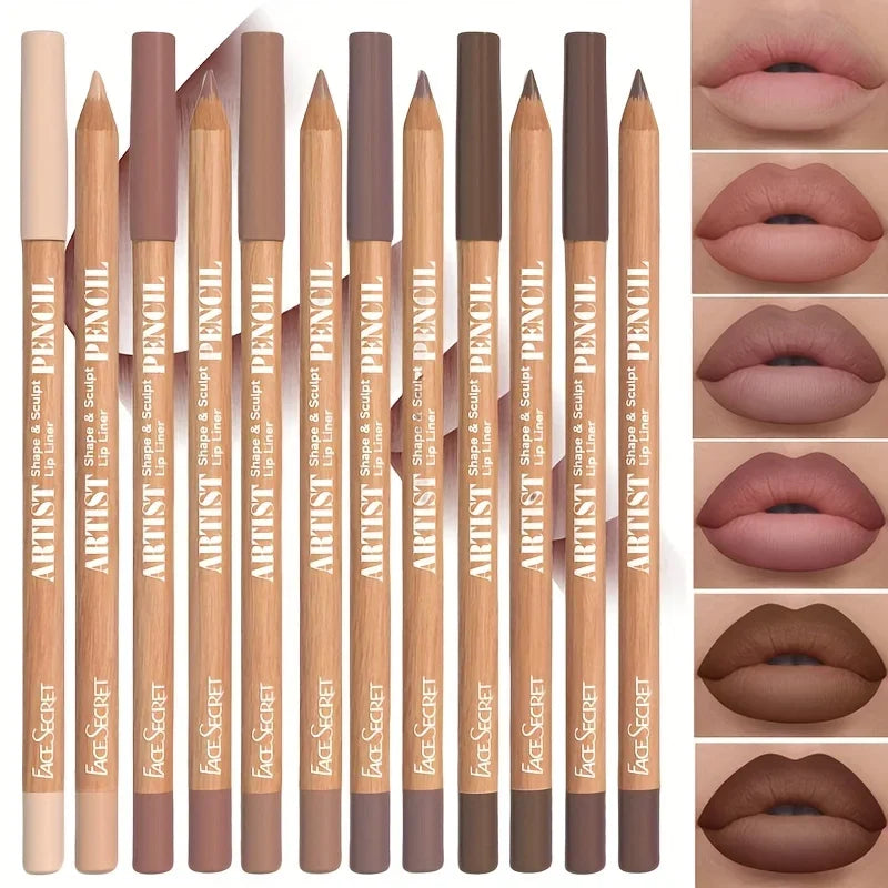 6pcs Set Nude Lip Liner Set,Long-Lasting Waterproof Velvet Matte Lip Pencil, Lip Makeup Berry, Brown, Pink