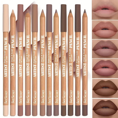 6pcs Set Nude Lip Liner Set,Long-Lasting Waterproof Velvet Matte Lip Pencil, Lip Makeup Berry, Brown, Pink
