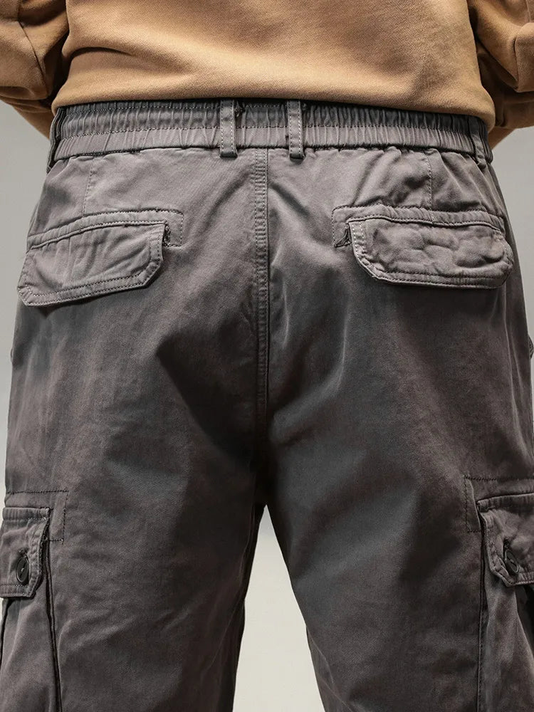 2025 New Multi-Pockets Spring Summer Cargo Pants Men Streetwear Zipper Leg Skinny Work Joggers Cotton Casual Tactical Trousers