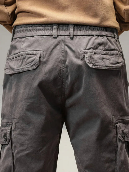 2025 New Multi-Pockets Spring Summer Cargo Pants Men Streetwear Zipper Leg Skinny Work Joggers Cotton Casual Tactical Trousers