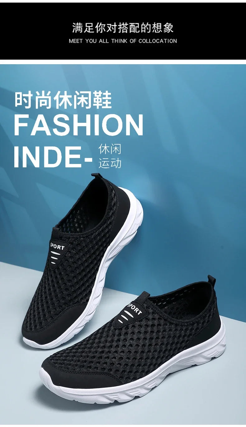 Lightweight Men Casual Shoes Breathable Slip on Male Casual Sneakers Anti-slip Men's Flats Outdoor Walking Shoes Size 39-46