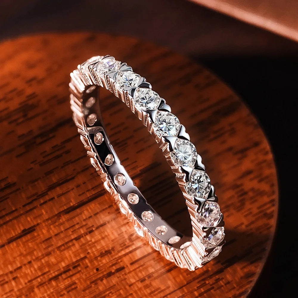 2.5mm D VVS1 Moissanite Eternity Band Rings for Women GRA Certified Jewelry 925 Sterling Silver Engagement Wedding Ring
